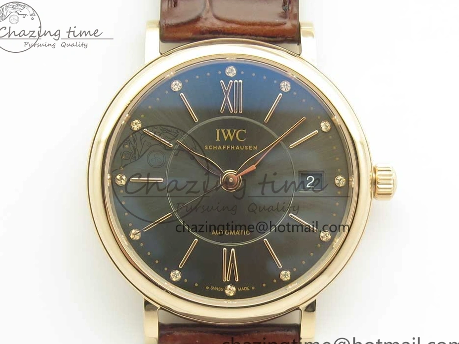 MIROTIME 0419 SportInspired Portofino IW458101 RG MK 1:1 Best Edition Gray Dial On Brown Leather Strap MIYOTA 7165